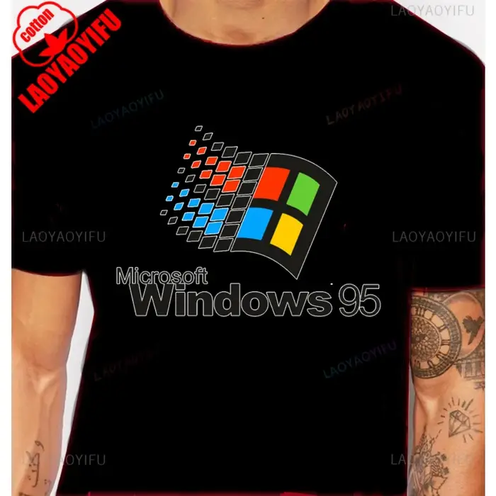 Windows 95 graphique drôle système informatique t-shirt Vintage années 90 80 programmeur blague Meme