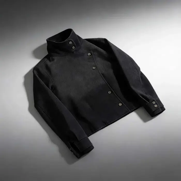 Veste uniforme Y2K Harajuku noire délavée avec boutons, veste en jean style espadrille gothique, str
