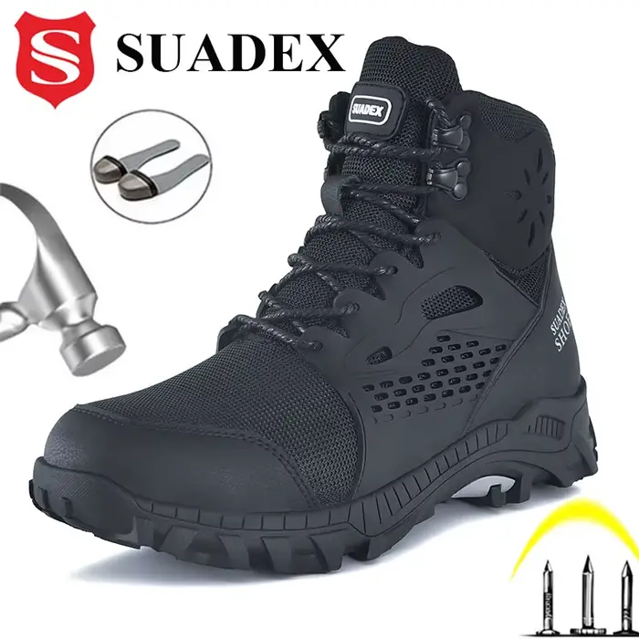 SUADEX-Bottes de sécurité l's pour hommes et femmes, chaussures de travail en acier anti-écrasement,