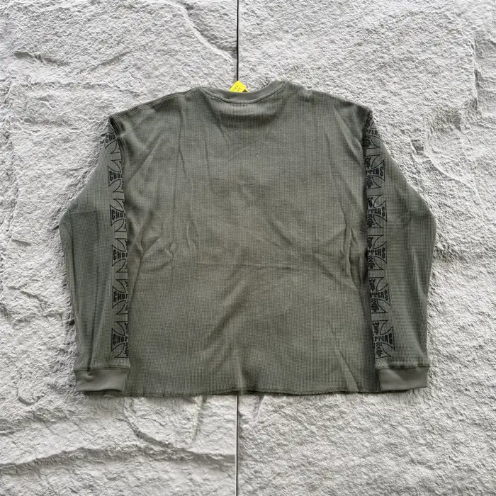 T-shirt ample à manches longues pour homme, style américain vintage, imprimé en tissu gaufré, décont