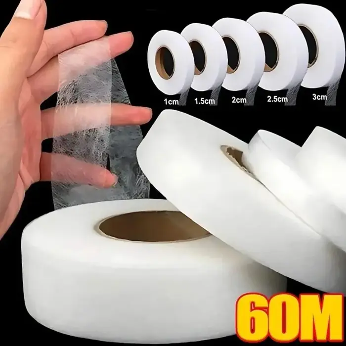 Ruban adhésif Double face pour vêtements Non tissés, 60M, pour ourlet de repassage, bricolage, coutu