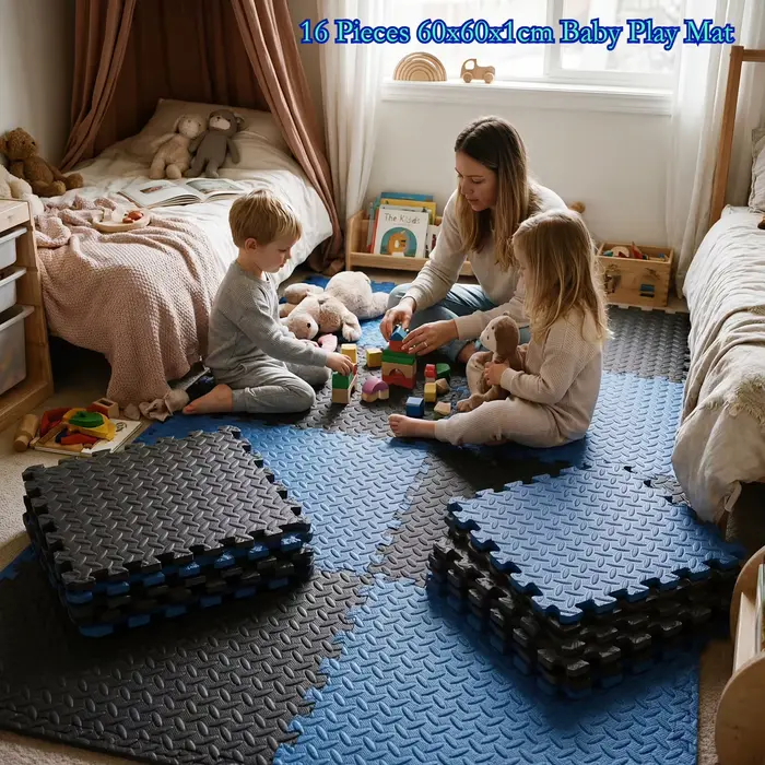 Tapis de jeu pour bébé 16 pièces 60x60cm, tapis de sol en mousse pour bébé et enfant, tapis en mouss