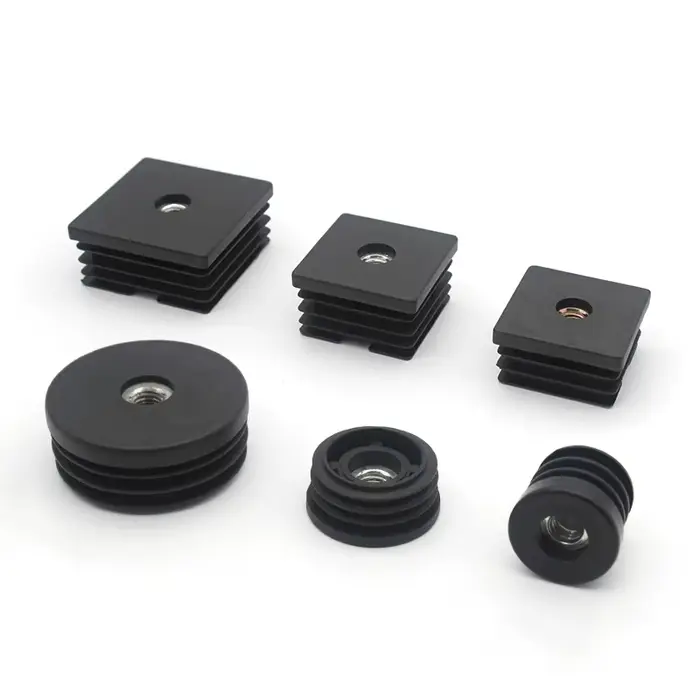 Embouts d'obturation carrés ou ronds noirs, Tube en plastique 15 16 19 20 25 30 32 38 50mm, Inserts 