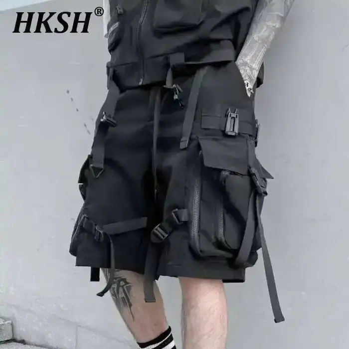 HKSH été fonctionnel marée Shorts hommes marée tactique foncé ample Techwear droit genou longueur pa