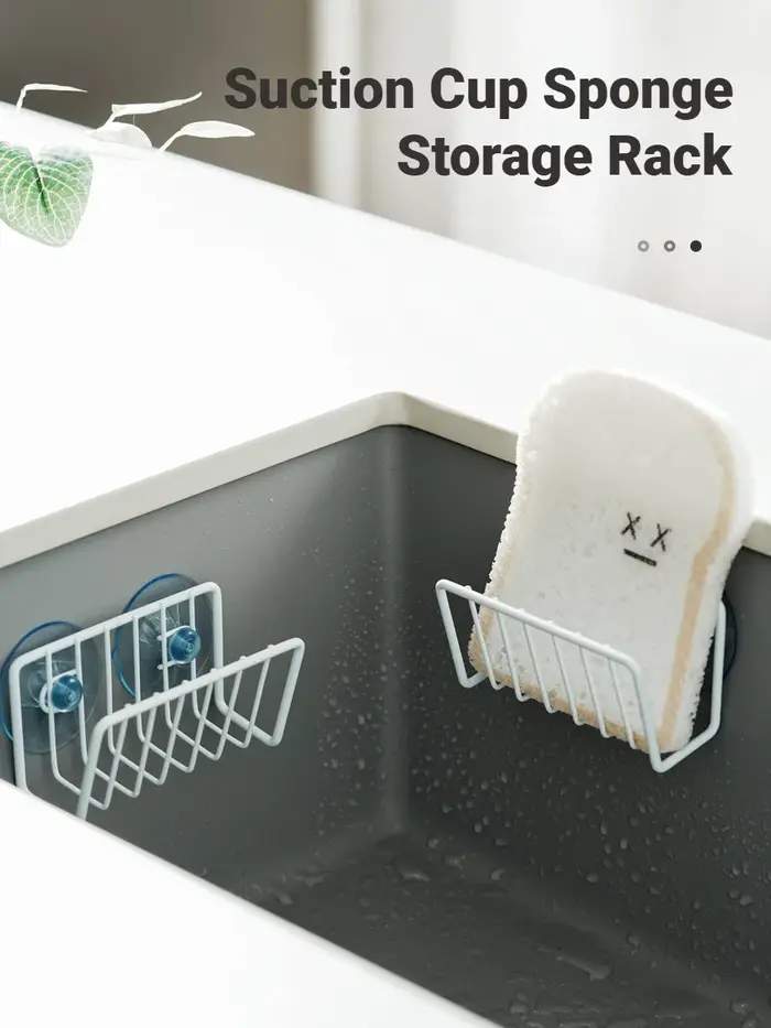Porte-éponge pour évier de cuisine en acier inoxydable caddie à éponge à ventouse organisateur mural durable pour évier et comptoir cuisine moderne