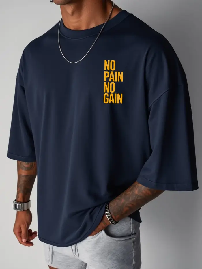 T-shirt de sport NO PAIN NO GAIN pour hommes et femmes, en coton, streetwear, oversize, mode sportiv