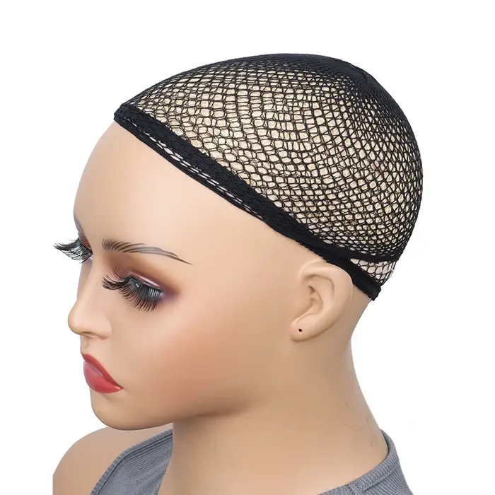 Filet à cheveux noir en maille extensible, dôme tissé, chapeau, filet de perruque, casquette en mail