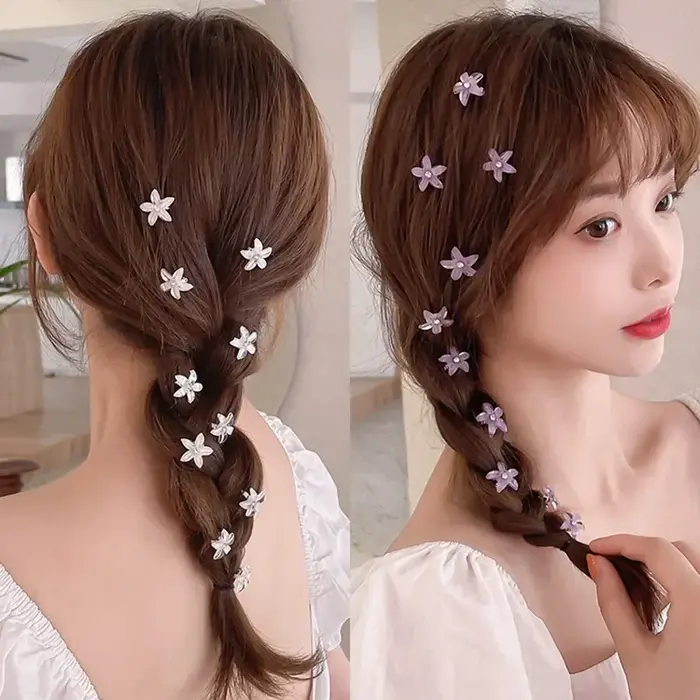 Pince à cheveux tressée, 10 pièces/ensemble, petits boutons de fleurs, épingle à cheveux pour fille,