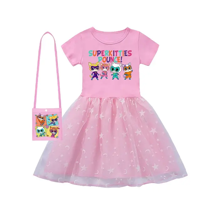 Vêtements d'extérieur Super Kitties, robe de princesse pour filles, tenues pour bébés filles, robes 