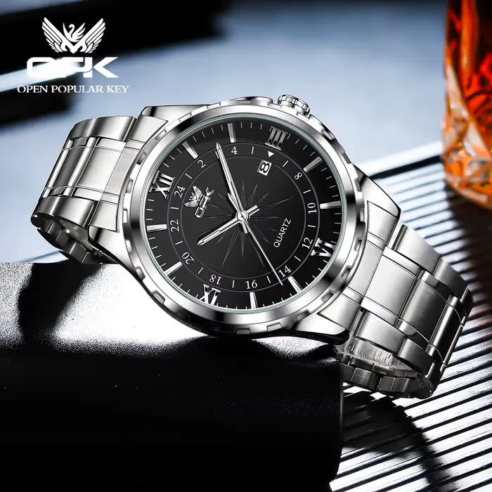 OPK-Montre à quartz avec ceinture en acier pour homme, calendrier touristique, marque, 6003