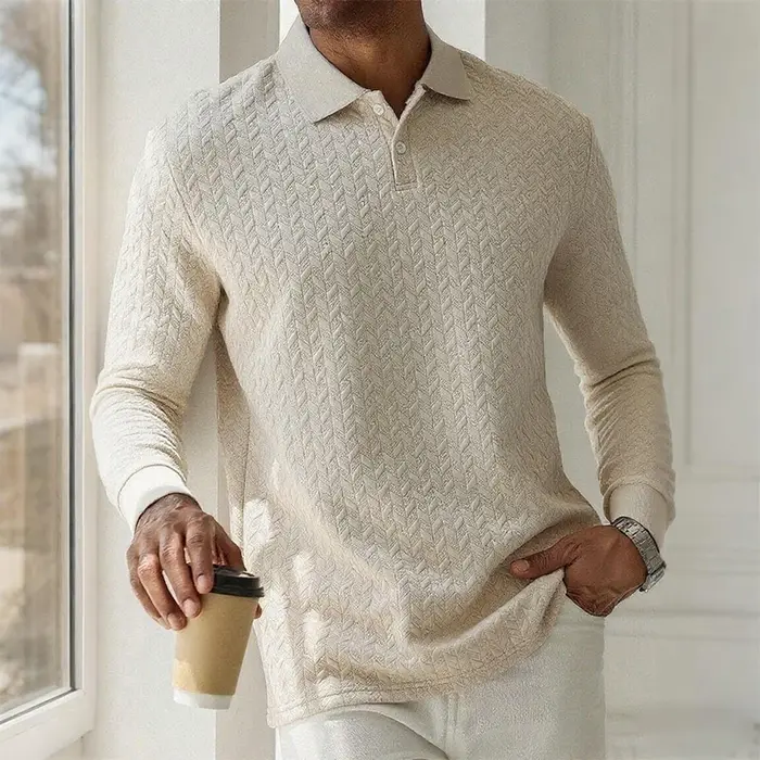 Hommes à manches longues Polo de haute qualité hommes vêtements bureau Polos T-shirt affaires Polosh
