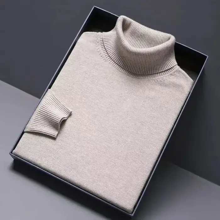 Jeu d'animaux col roulé tricots de luxe hommes pull coupe longue pull chandails couleur unie hommes 
