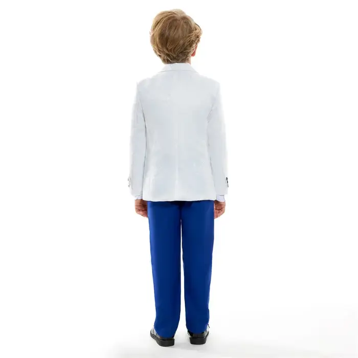 Ensemble de smoking classique blanc et bleu roi pour garçons de 3 à 14 ans – Costume de communion av