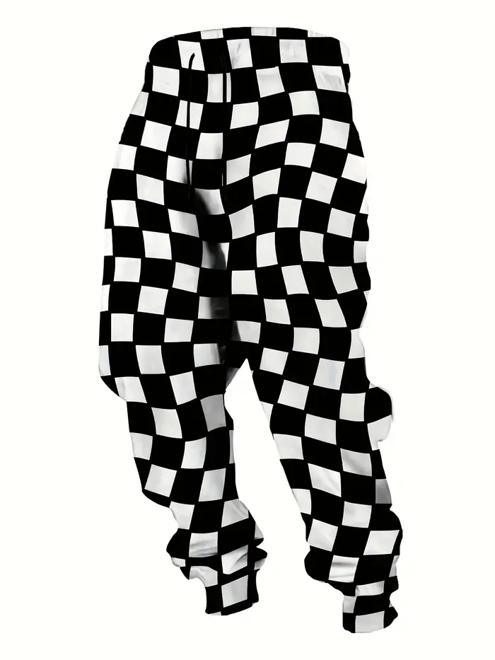 2025 pantalon à motif à carreaux pantalon de rue poches latérales pour hommes cordon élastique panta