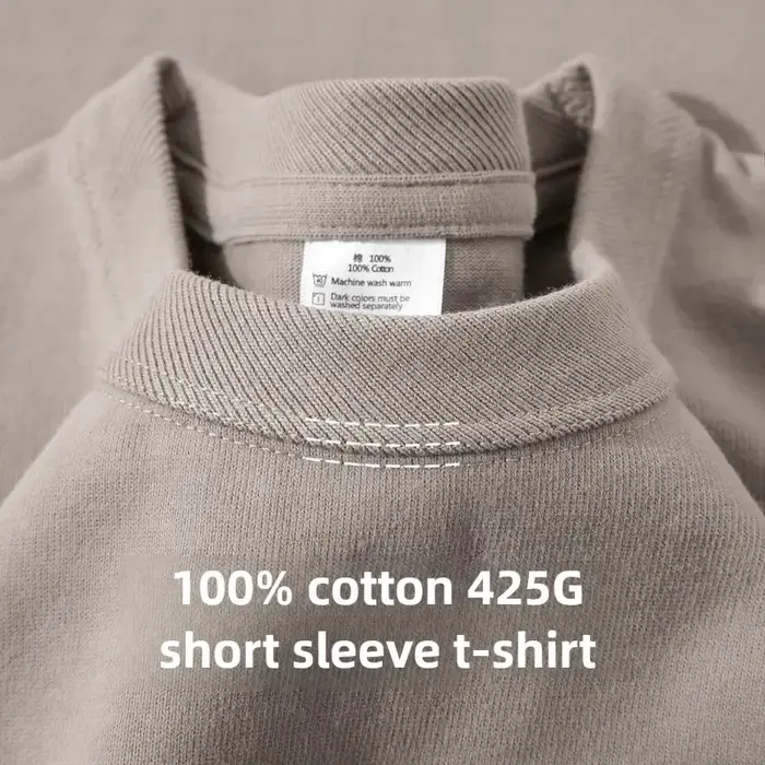 Heavy Wight 425 grammes hommes T-Shirt coton demi manches Brathable haute qualité col rond hauts bas