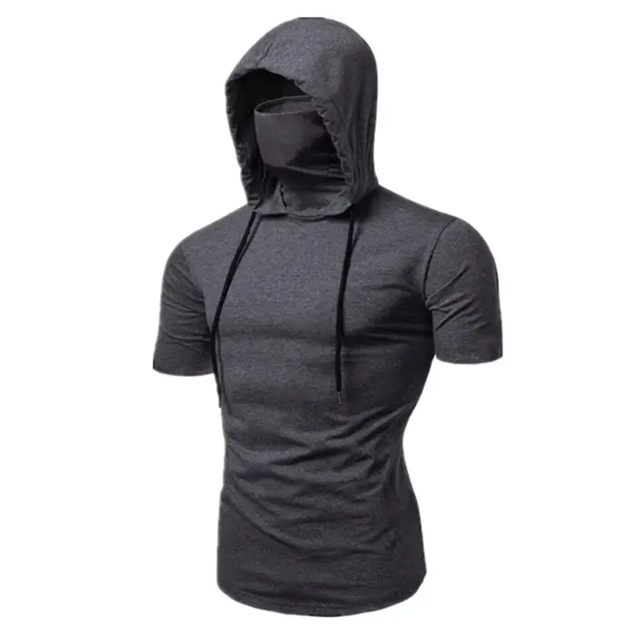 Sweat à capuche fin pour hommes, sweat-shirt à manches courtes avec masque, épissure décontractée, g