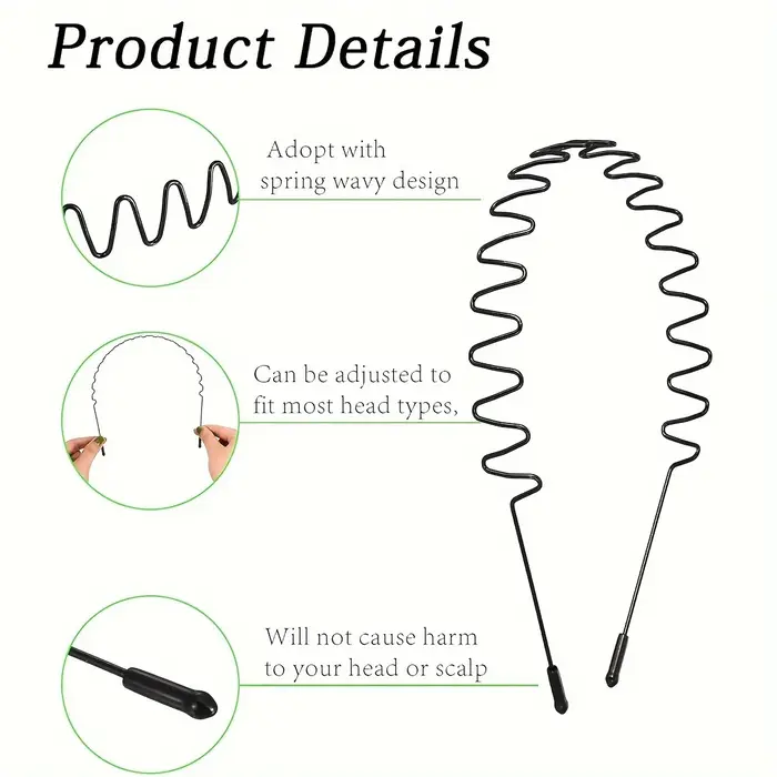 6 pièces bandeau en métal pour hommes femmes mode bandes de cheveux Sports de plein air antidérapant