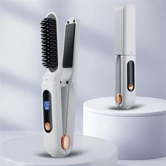 [NOUVEAU!ABMK】 Peigne lissant numérique 2 en 1, fer à lisser pour cheveux réglable en 3 températures