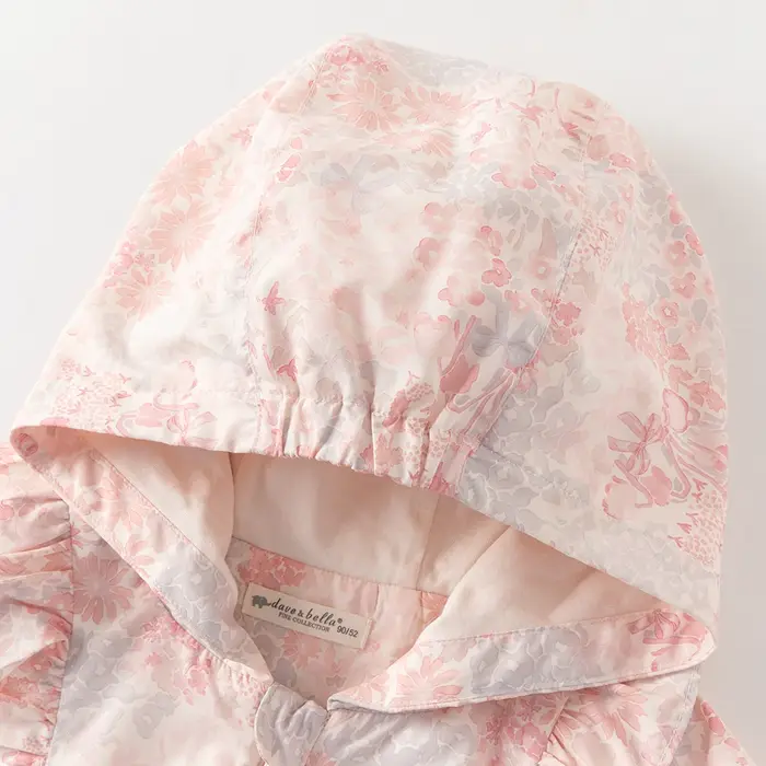 Vestes imperméables Dave Bella pour filles, automne printemps, veste à capuche à imprimé floral pour