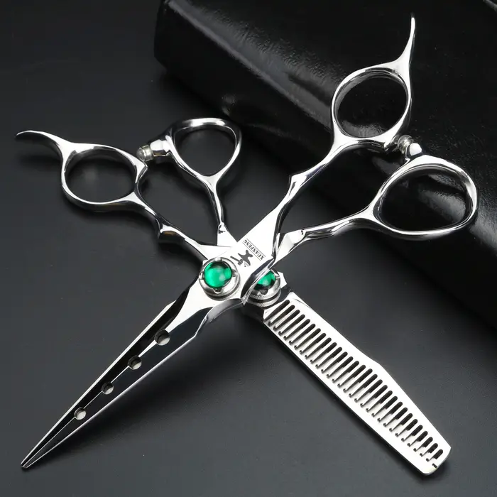 Ciseaux à cheveux professionnels en acier VG10 de 6 pouces, ensemble de ciseaux de coupe et d'aminci