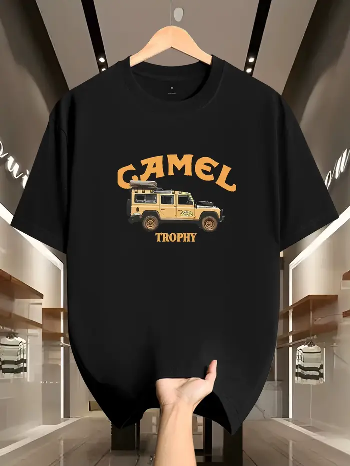 T-shirt à manches courtes pour hommes, 100% coton pur, décontracté, à la mode, ample, à motif rétro 