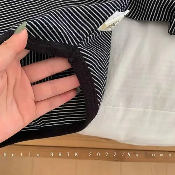 T-shirt rayé coréen à manches longues pour enfants, haut simple pour bébé, chemise chaude pour garço