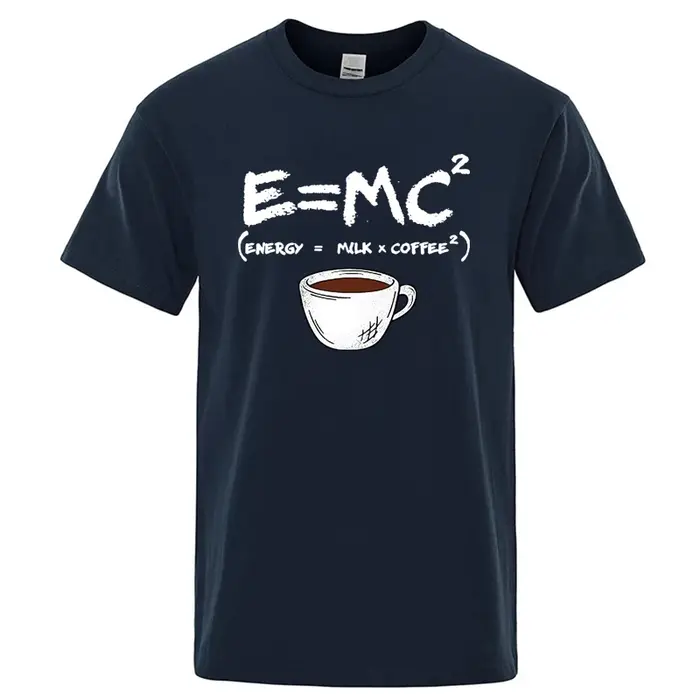 T-shirt d'été pour hommes 100% coton décontracté drôle énergie = lait + café imprimé hommes Cool amp
