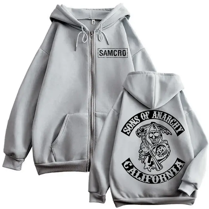 Sons of Anarchy – sweat à capuche avec fermeture éclair imprimée Double face pour hommes et femmes, 