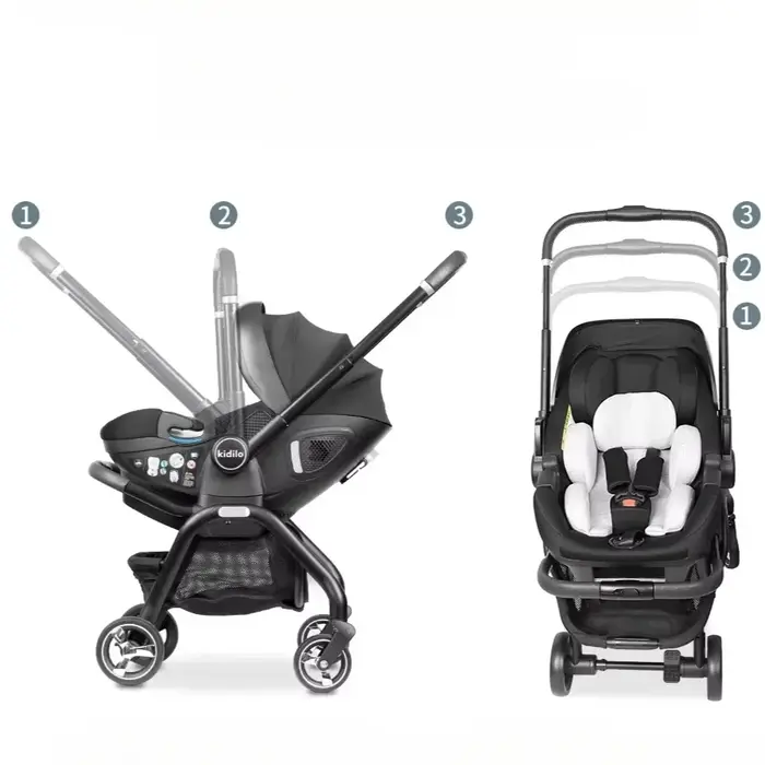 Kidilo-Poussette Portable 3 en 1 pour Bébé, mir de Couchage pour Nouveau-Né, Siège de Voiture Multif