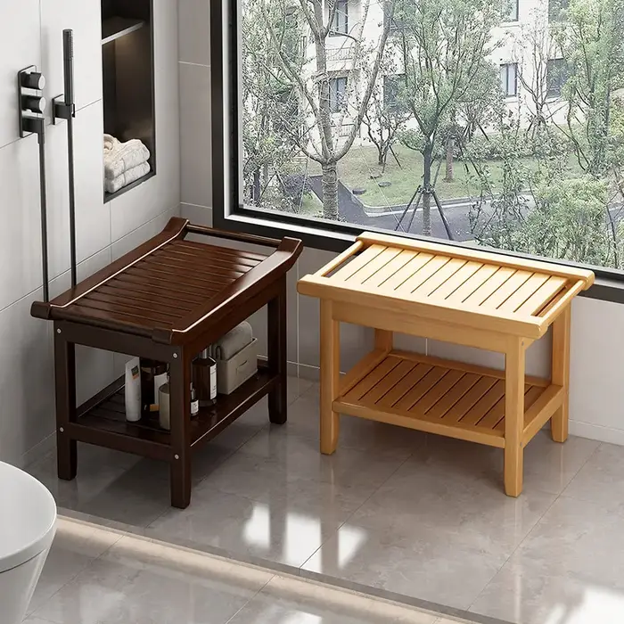 Banc de douche tabouret en bois avec mains courantes multifonctionnel robuste étanche pour personnes âgées et femmes enceintes occasions spéciales