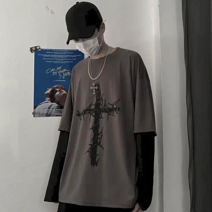 Hommes t-shirts automne hommes vêtements anime décontracté à manches longues surdimensionné Y2K T-Sh