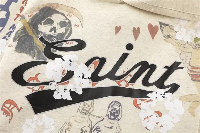 Nouveau Saint Graffiti sweat à capuche imprimé pull hommes femmes haute qualité 25fw tissu lourd uni