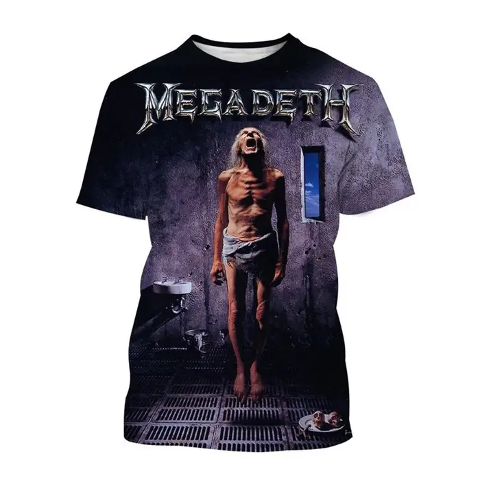 Megadeth-T-shirt à manches courtes imprimé en 3D pour hommes et femmes, T-shirt décontracté, Punk, D