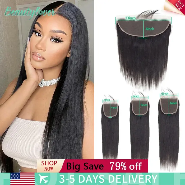 13x4 cheveux humains dentelle frontale seulement dentelle transparente 4x4 6x6 5x5 fermeture de dent