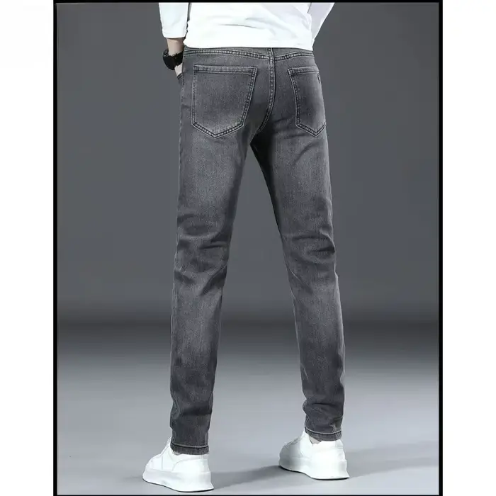 Jean pour homme, coupe slim élastique, jambe droite légère, denim haut de gamme, pantalon long en de
