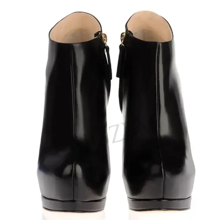 LAIGZEM-Bottes Noires Fermées à Plateforme et Talon Aiguille, Chaussures à la Mode Personnalisées po