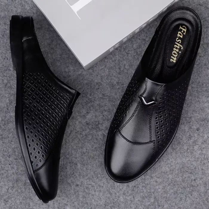 Mocassins d'été en cuir pour hommes, chaussures de conduite, mules, tennis, blanc, 2024