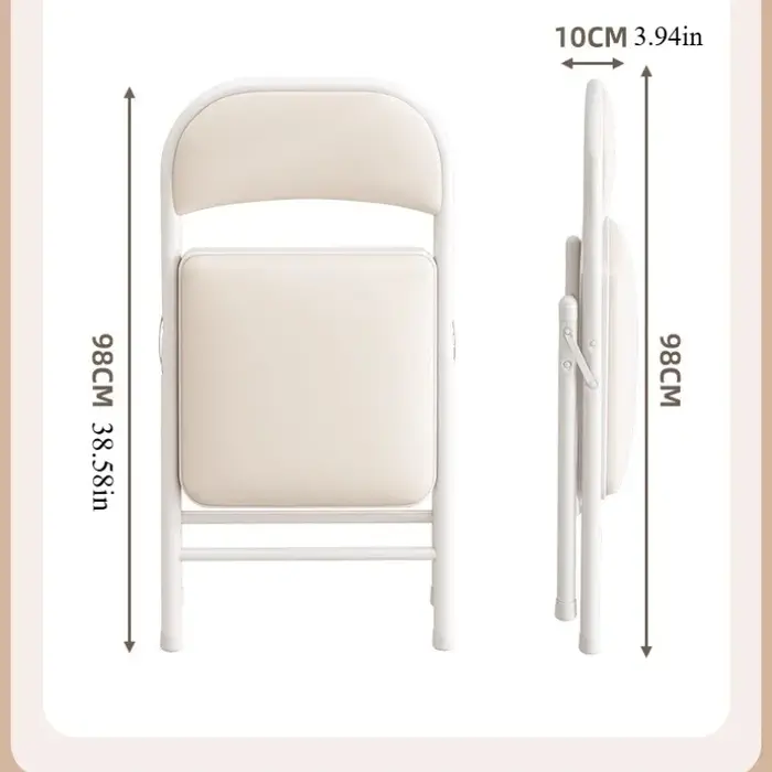 Chaise pliable polyvalente, construction en métal robuste avec siège rayé rembourré confortable, des
