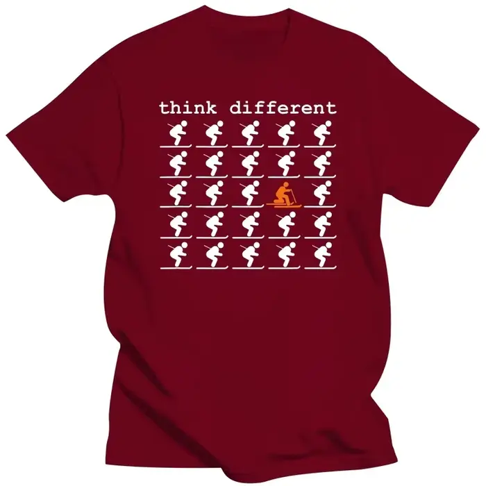 T-shirt de ski unisexe à manches courtes, Think Different, Telemark Ski, Free your Heel, Top Quality