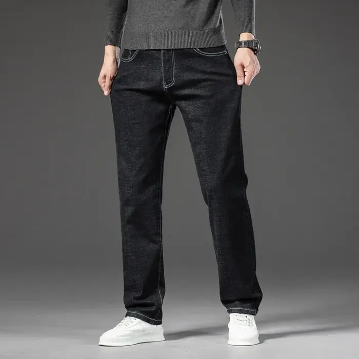 Jean droit en Denim pour hommes, pantalon en Denim, Style classique, extensible, décontracté, grande