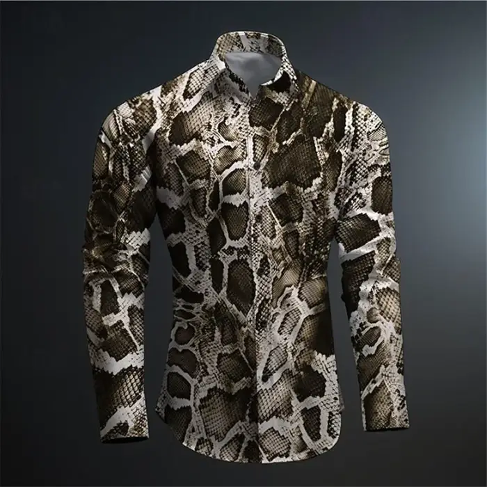 Chemise imprimée en peau de serpent pour hommes, nouveau modèle Animal imprimé en 3D, athloisir, rue