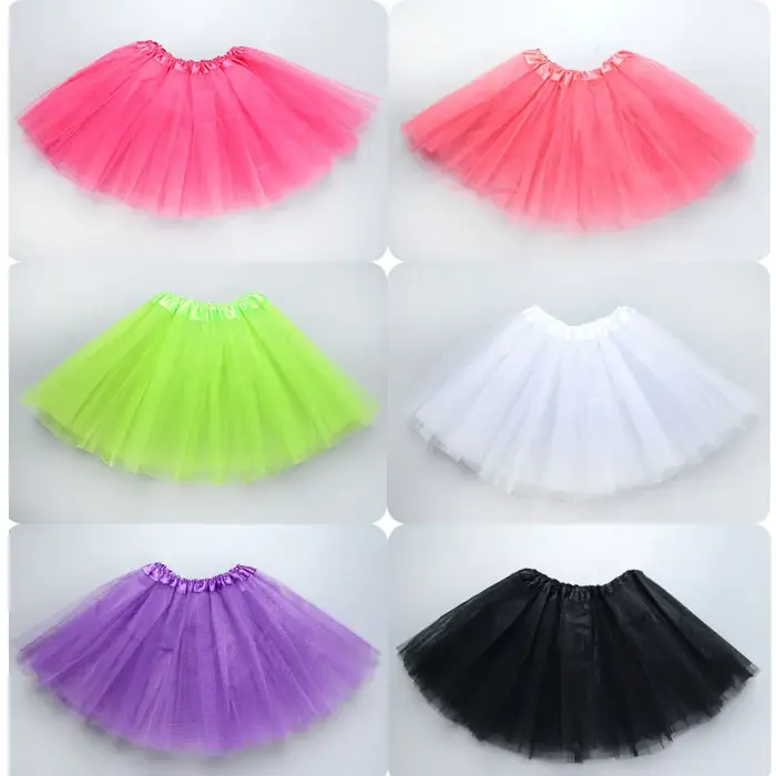Fille élastique Ballet Dancewear Tutus Mini jupe pour fête d'anniversaire danse 3 couches Tulle Tutu