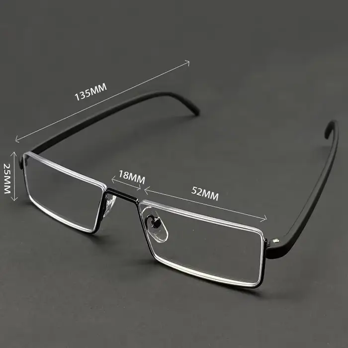 Lunettes de Lecture Anti-Lumière Bleue en Métal, Demi-Monture, pour Homme