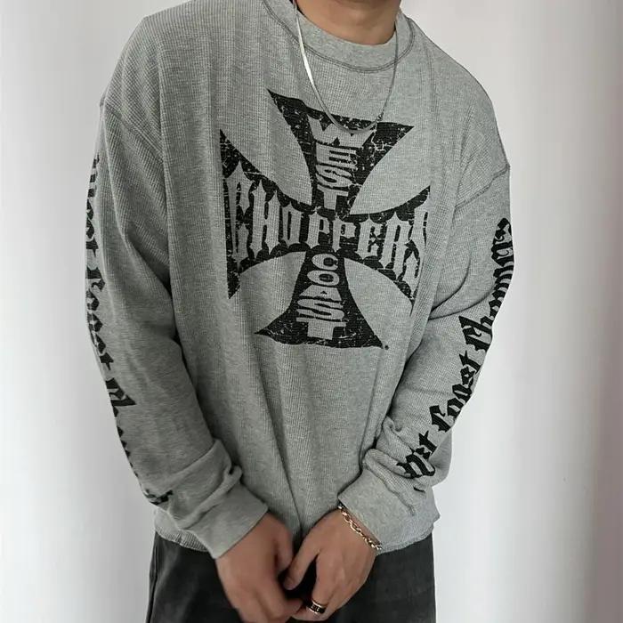 Yao mode Vintage ample Streetwear HipHop sanskrit Logo imprimé t-shirt de haute qualité à manches lo