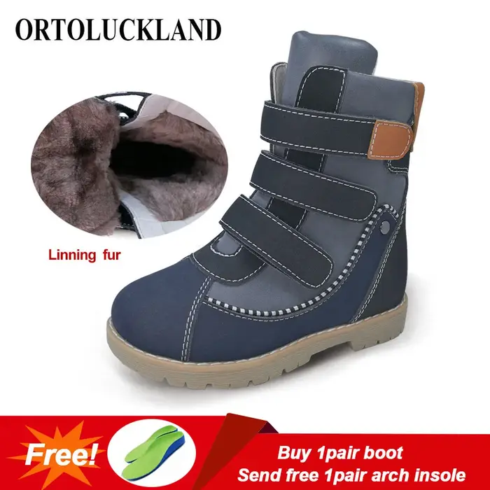 Chaussures orthopédiques 4 roues motrices en cuir de vache pour garçons, bottes décontractées pour e