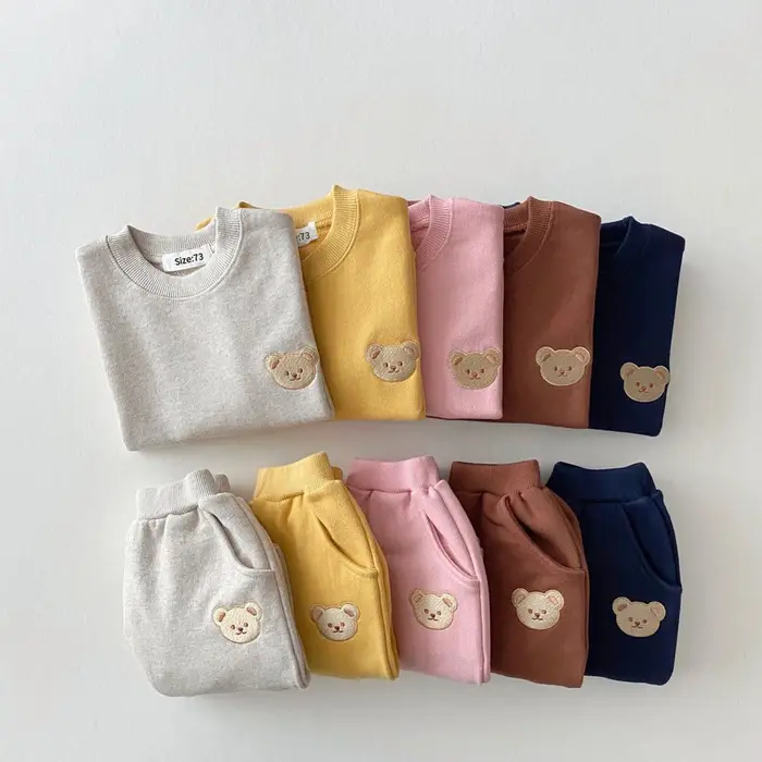 Ensemble sport bébé ours sweat pantalon 2 pièces vêtements automne enfants bas âge garçons filles confortables activités quotidiennes sorties crèche exploration développement marche