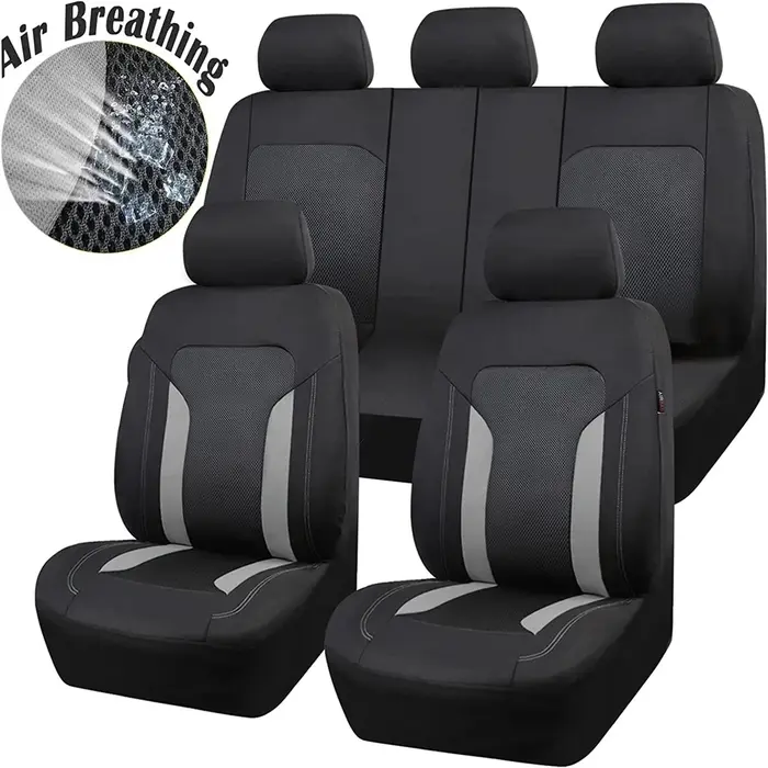 AUTOKING housses de siège universelles en maille grise pour voiture avec 3 fermeture éclair siège ar