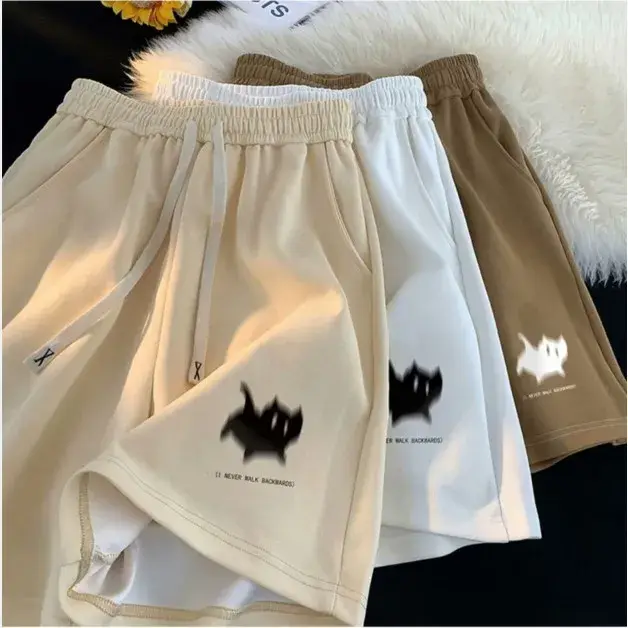 Short surdimensionné pour hommes, foulard gaussien, imprimé chatons, Short à cinq points pour Couple