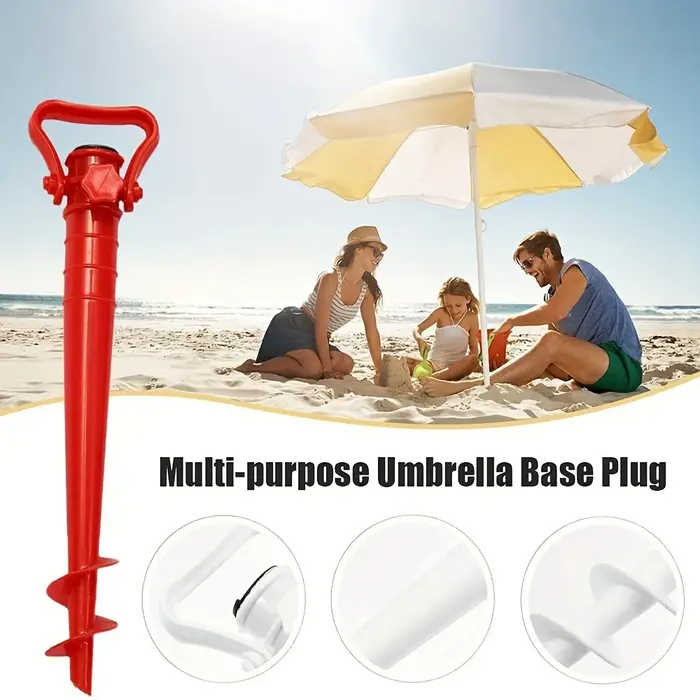 Injecteur de parapluie de plage rouge, vis en spirale, support de parapluie solaire de jardin extéri