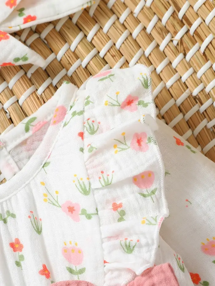 Combinaison bébé fille manches longues floral imprimé floral nœud délicat pour bébé filles occasions spéciales et tous les jours